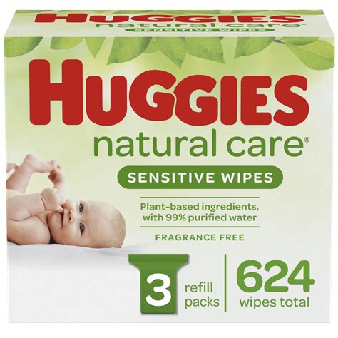 Huggies Natural Care Sensitive Baby Wipes, Unscented, 3 Refill Packs (624 Wipes Total) - Walmart ...