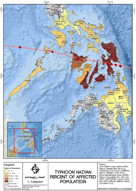 Typhoon Haiyan: percent of affected population (Project NOAH ...