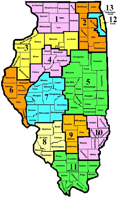 Illinois County Map USA