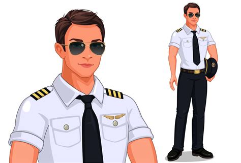 Male pilot standing set 1265659 Vector Art at Vecteezy