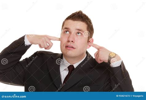 Businessman Covering His Ears, Funny Expressions Stock Image - Image of ...