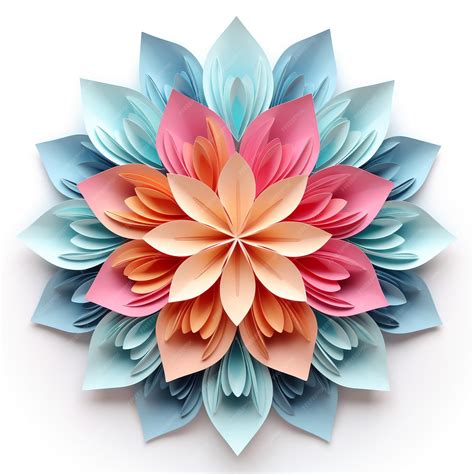 Premium Photo | 3D flower mandala art circle shape pastel colors