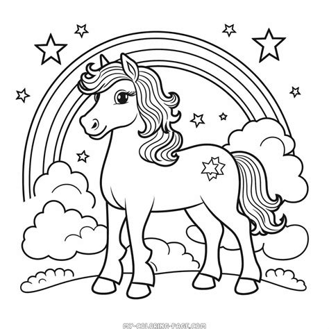 horse and rainbow coloring page | My Coloring Page