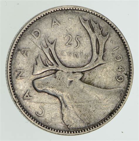 SILVER - 1949 Canada 25 Cents - World Silver Coin 6.0 Grams | Property Room