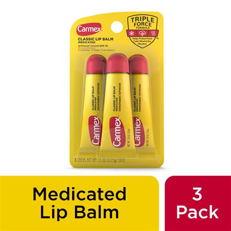 Carmex Medicated Lip Balm Tubes, Lip Moisturizer for Dry, Chapped Lips, 0.35 OZ - 3 Count ...