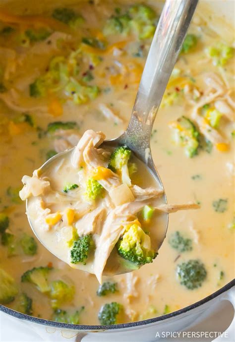 Skinny Creamy Chicken Broccoli Soup - A Spicy Perspective