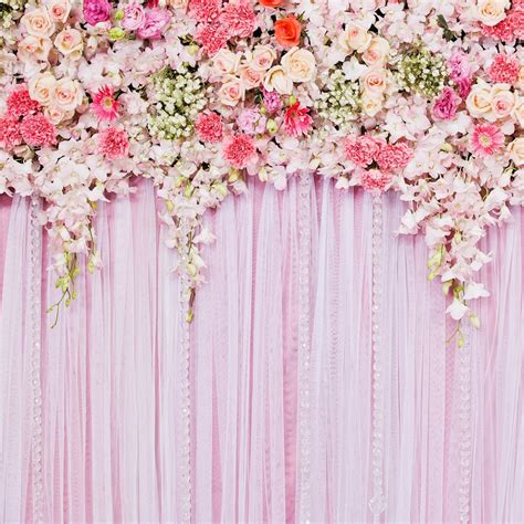 Pink Flower Backdrop wedding floral romantic scene | Etsy