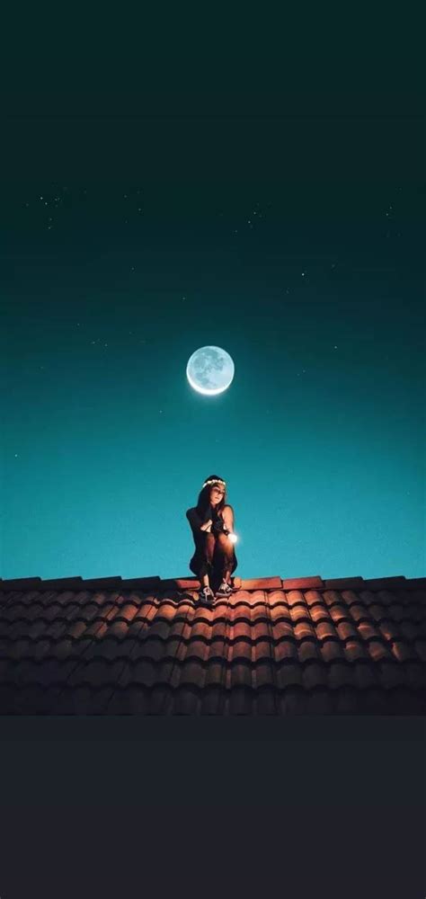 Download Full Moon Night Single Girl Wallpaper | Wallpapers.com