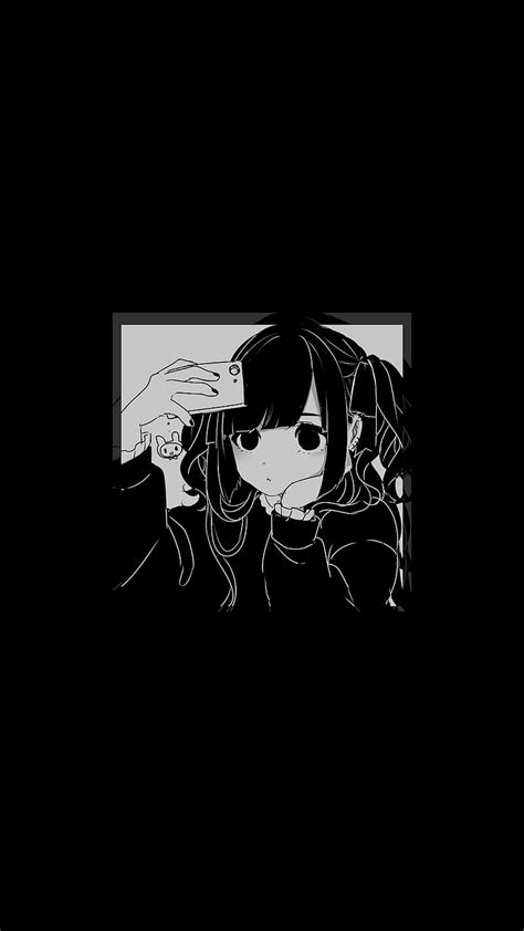 Anime, anime girl, black, blackandwhite, sad, HD phone wallpaper | Peakpx