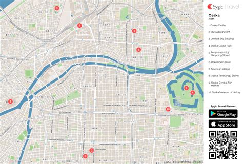 Osaka Printable Tourist Map | Sygic Travel