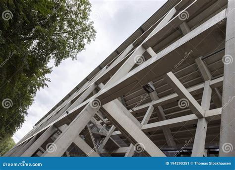 Concrete Pillar Construction of a Soccer Stadium, Perspective View Editorial Photo - Image of ...