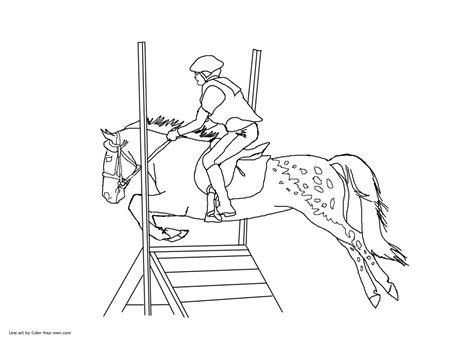 Horse Jumping Coloring Pages at GetColorings.com | Free printable ...