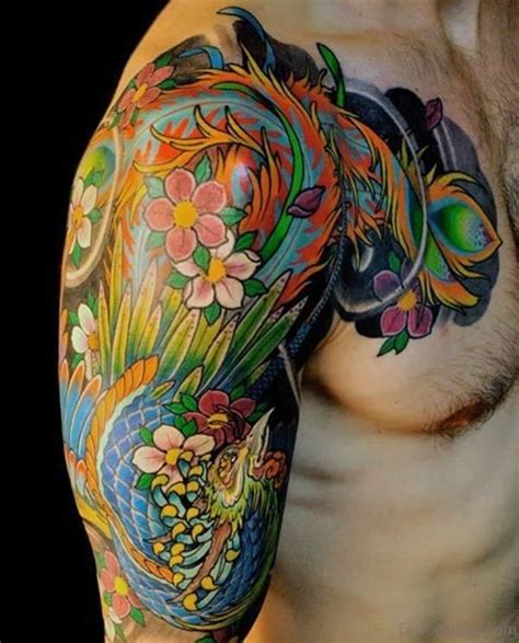 45 Colorful Phoenix Shoulder Tattoos