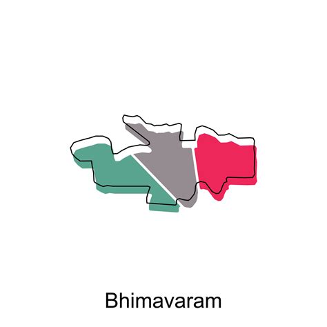 Bhimavaram map illustration design, vector template with outline ...