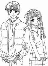 Printable Anime couple Coloring Page  Free Pages sketch template