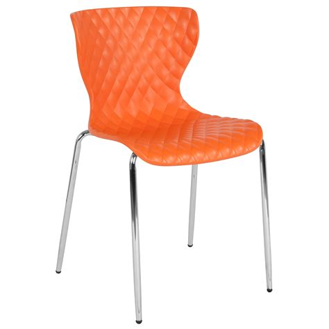 Flash Furniture Lowell Contemporary Design Orange Plastic Stack Chair ...