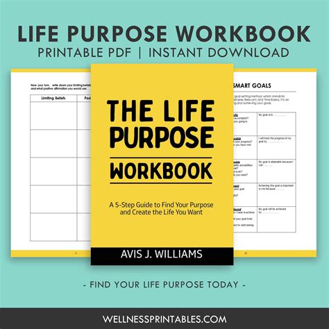 The Life Purpose Workbook: A 5-Step Guide to Find Your Life Purpose - Wellness Printables