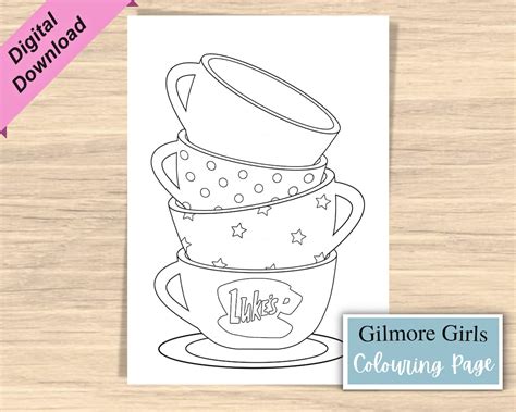 Coffee Mugs Gilmore Girls Inspired Colouring Pages (Instant Download) - Etsy