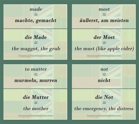 English to German - Same Words But Different Meaning - learn German ...