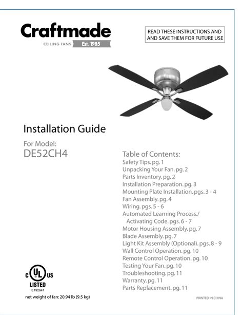 7 Images Craftmade Ceiling Fan Instruction Manual And Review - Alqu Blog