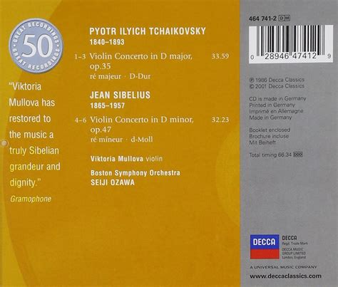 Viktoria Mullova, Seiji Ozawa, Boston Symphony Orchestra - Sibelius, Tchaikovsky: Violin ...