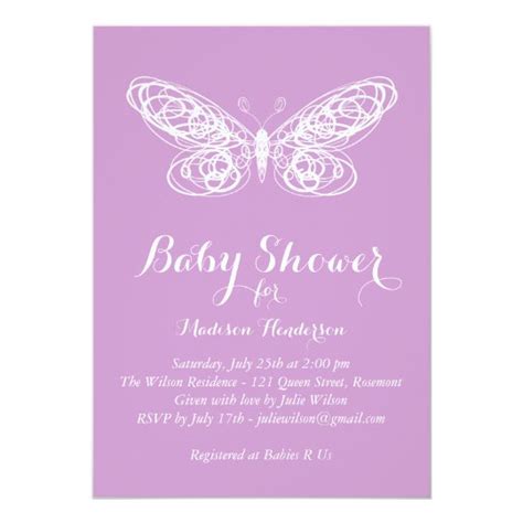 Purple Butterfly Baby Shower Invitation | Zazzle.com