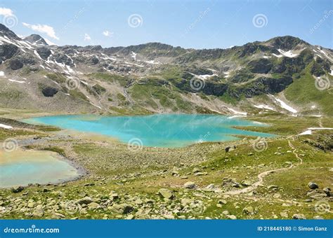 Hike in the Grisons Mountains To the Beautiful Mountain Lakes Near ...