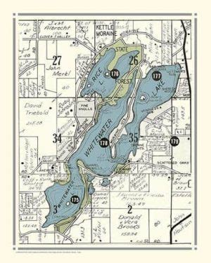 Whitewater Lake Wisconsin Map 1966 - Interior Elements