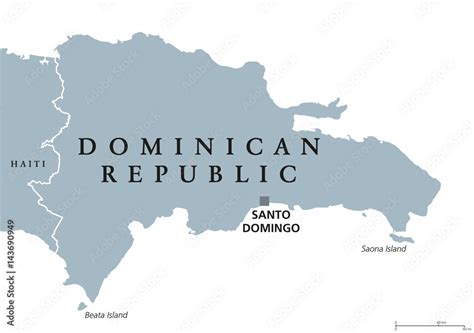 Dominican Republic political map with capital Santo Domingo. Caribbean country on the Hispaniola ...