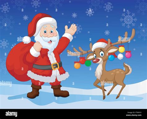 Cartoon Santa clause with deer Stock Vector Image & Art - Alamy