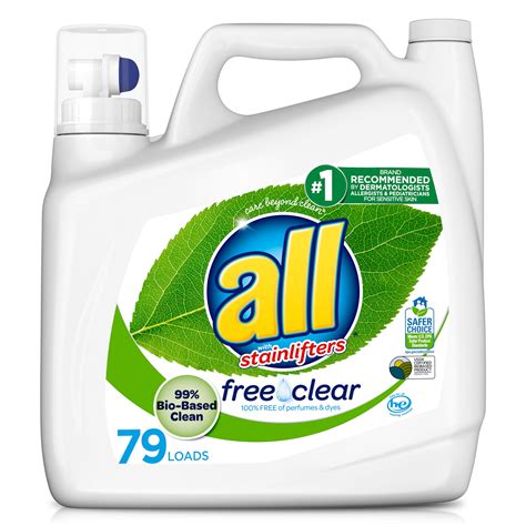 all Laundry Detergent Liquid, Free Clear Eco, 79 Loads, 99% Bio Based, Unscented and ...