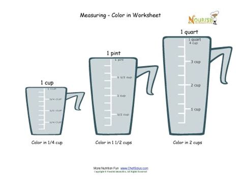 Measuring and Cooking For Kids Color-in Worksheet