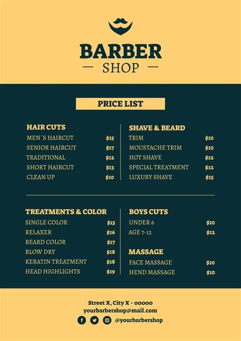 Edit this Professional Duotone The Shave House Barber Shop Price List ...