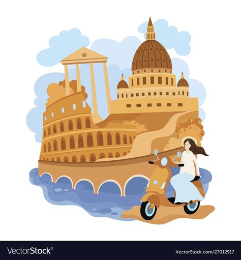 Landscape rome cartoon Royalty Free Vector Image