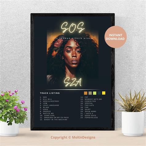 SZA Album Cover, SOS Album Cover, SZA Print, Sza Album, Sos Album, Sza Digital Print, Sza ...