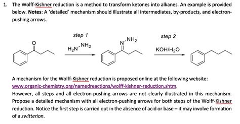 Solved w 1. The Wolff-Kishner reduction is a method to | Chegg.com