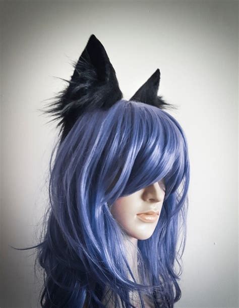 Fluffy Cosplay Black Fox Ears Kawaii Fox Ears Handmade Costume