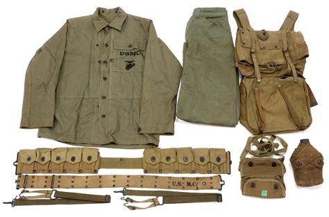 Sold Price: WWII USMC P44 HBT UNIFORM & COMBAT FIELD GEAR LOT - January 4, 0119 12:00 PM EST