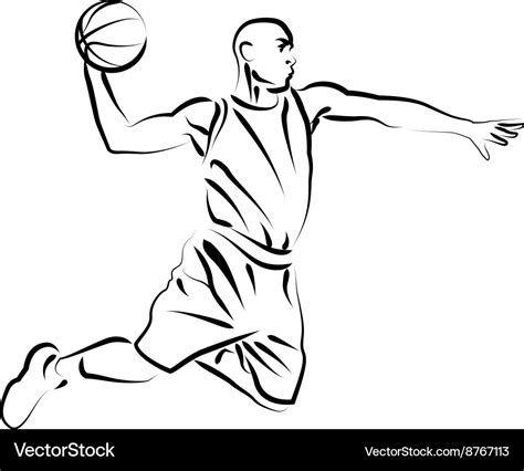 Line sketch basketball player Royalty Free Vector Image