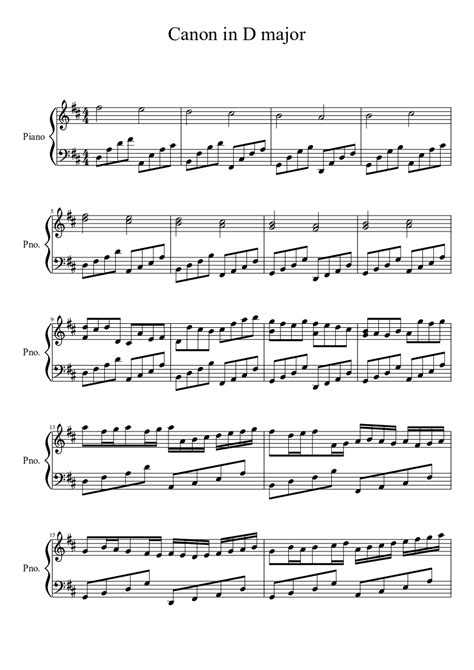 Canon in D major | Piano sheet music free, Sheet music, Easy sheet music