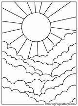 Sun And Cloud Coloring Pages Rainbow Space For 7 Colours In  sketch template