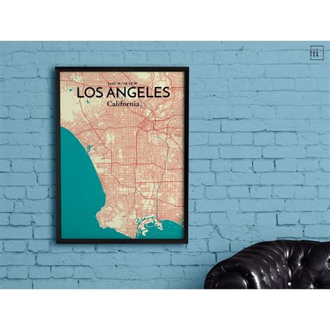 OurPoster.com Los Angeles City Map On Paper Graphic Art | Wayfair