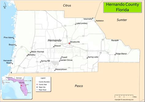 Hernando County Map, Florida, USA | Check Major Cities & Towns, County ...