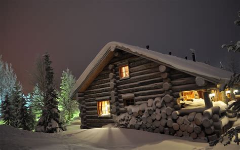 Wallpaper winter, snow drifts, log cabin, wood, night eating, winter, large 2560x1600 on the ...