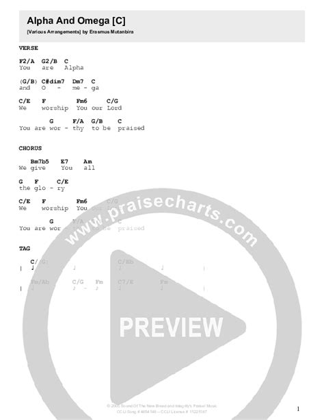 Alpha And Omega Chords PDF (FOUNT) - PraiseCharts