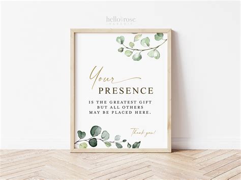 Your Presence is the Greatest Gift Table Sign . Greenery and | Etsy