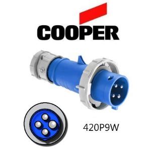 Cooper 420P9W Plug - 20A, 220V - 250V or 250V 3-Pole / 4-Wire, IEC60309 ...