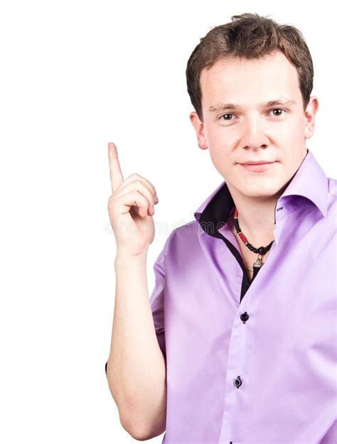 Handsome Young Man Pointing Up on White Background Stock Photo - Image of finger, hand: 21648504