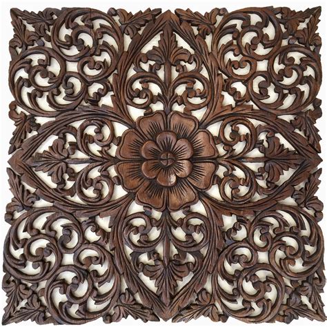 Asian Home Decor.Elegant White Wood Carved Wall Plaques – Asiana Home Decor