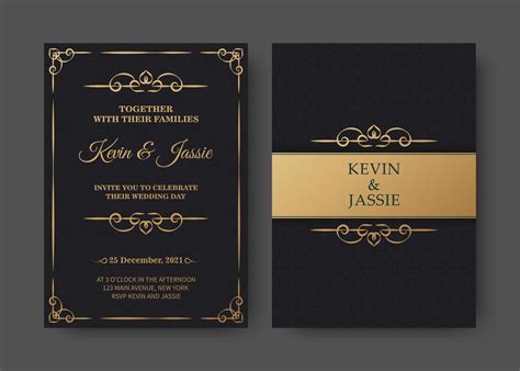 Black and gold invitation card template 1427550 Vector Art at Vecteezy